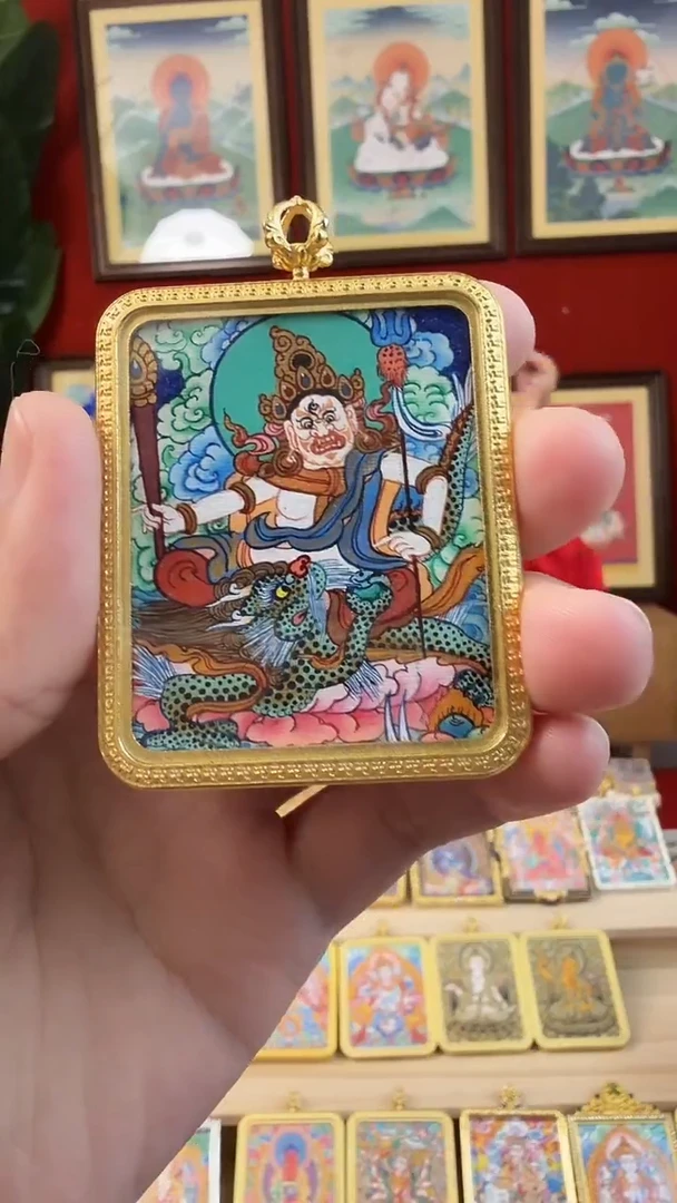 吊坠白C-热贡纯手绘唐卡吊坠