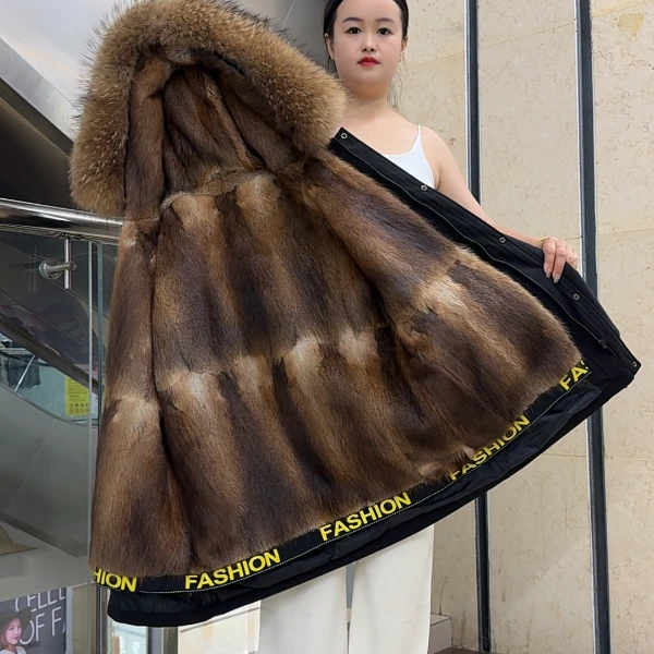 XB反季男士真皮派克服中长连帽款可脱卸内胆男款时尚休闲冬季保暖