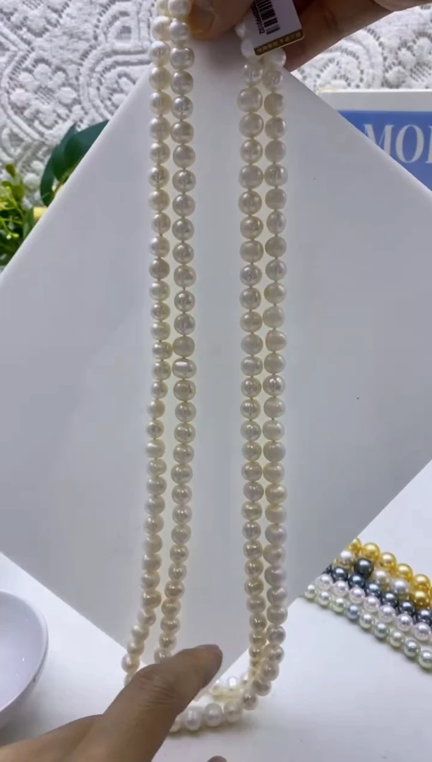未镶嵌淡水珍珠BG毛衣链串链@@V1928