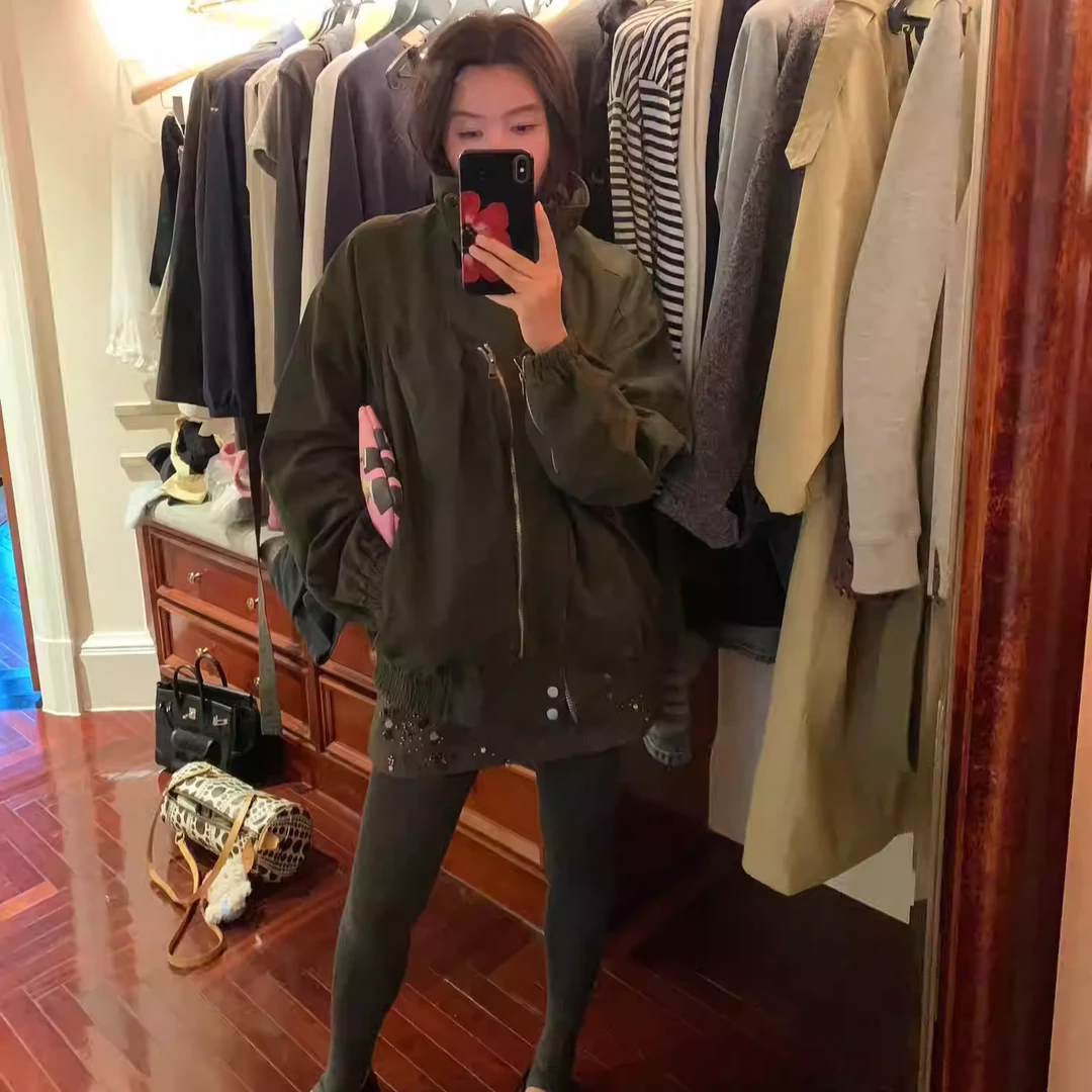 LILUSHOP【9.29 20:00PM 新品】军绿色设计感工装夹克外套