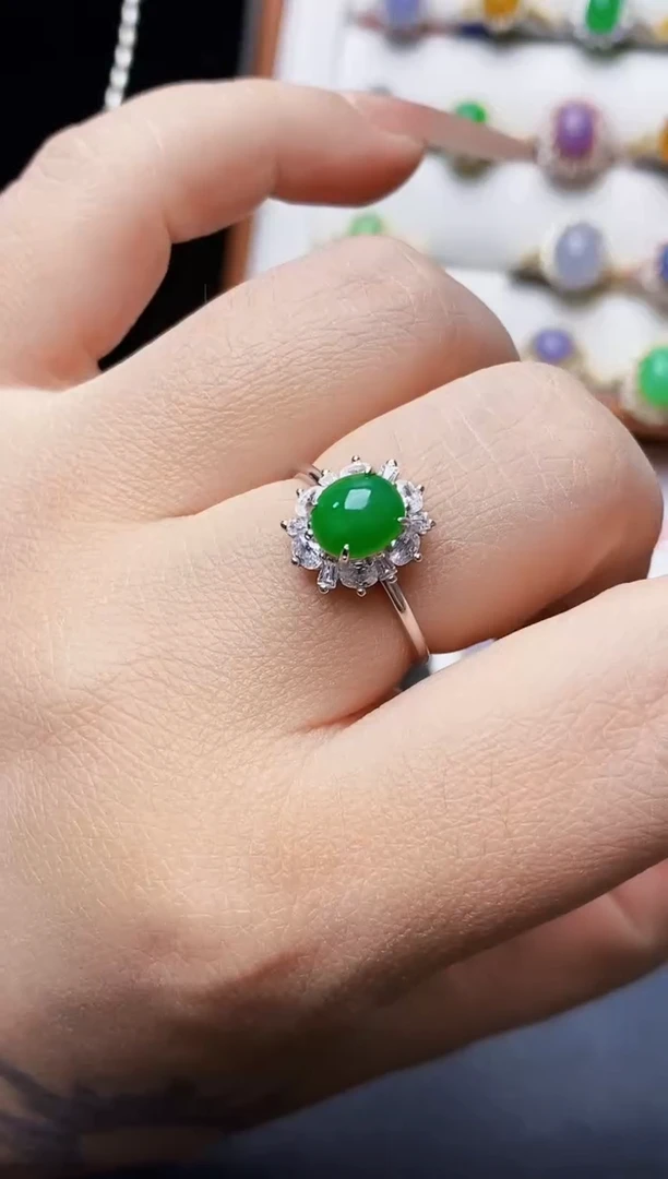 银S925镶嵌戒指翡翠0629