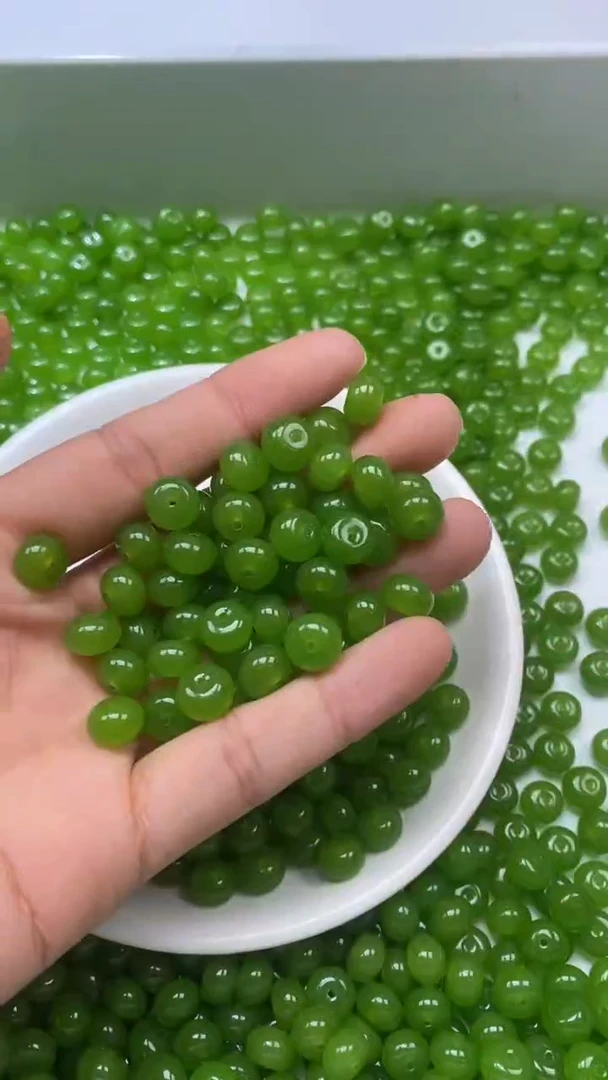 未镶嵌颈饰玛瑙/玉髓W2065-苹果绿算盘8*5mm*20颗