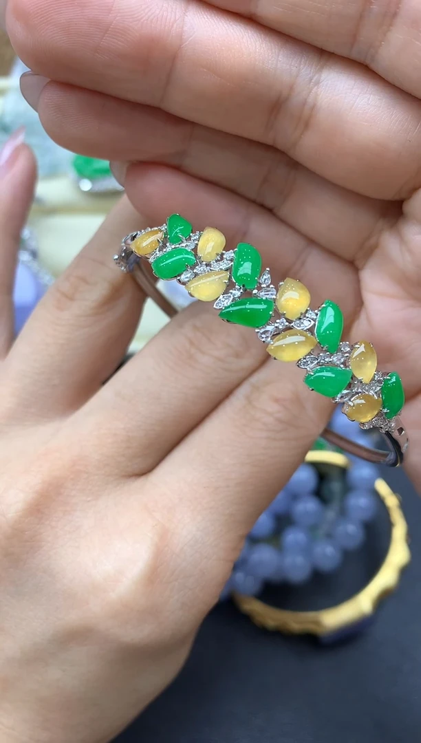 【闪购商品】翡翠手镯18K金镶嵌506-中国好珍宝