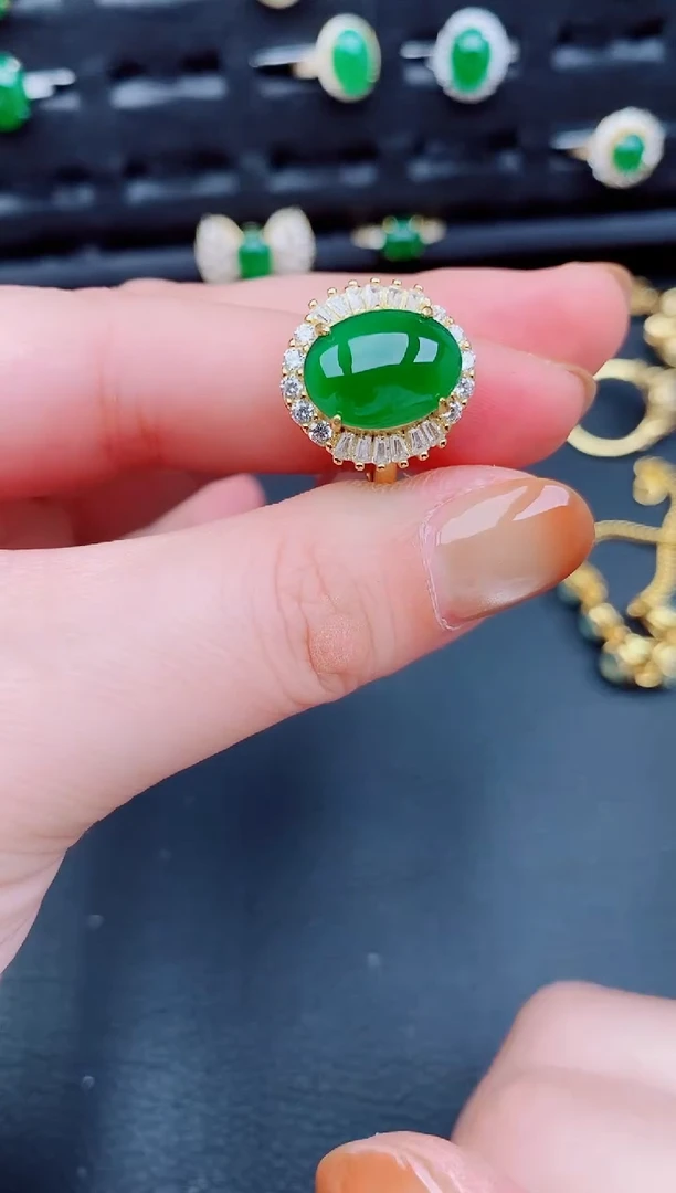 【闪购商品】翡翠戒指银S925镶嵌天然a货翡翠238