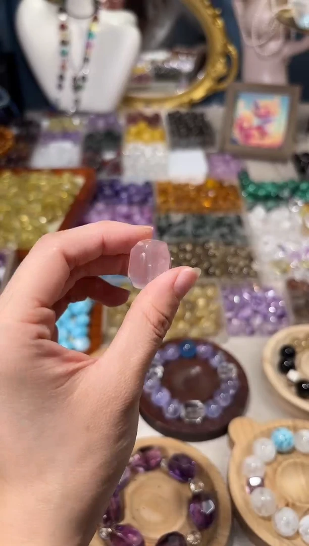 水晶手串未镶嵌K44粉水晶芙蓉石随型卡15