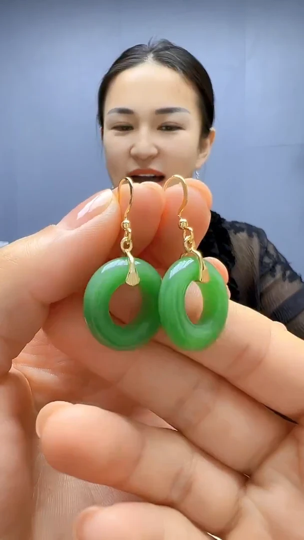 14K金镶嵌和田玉耳饰随昔diy颈饰