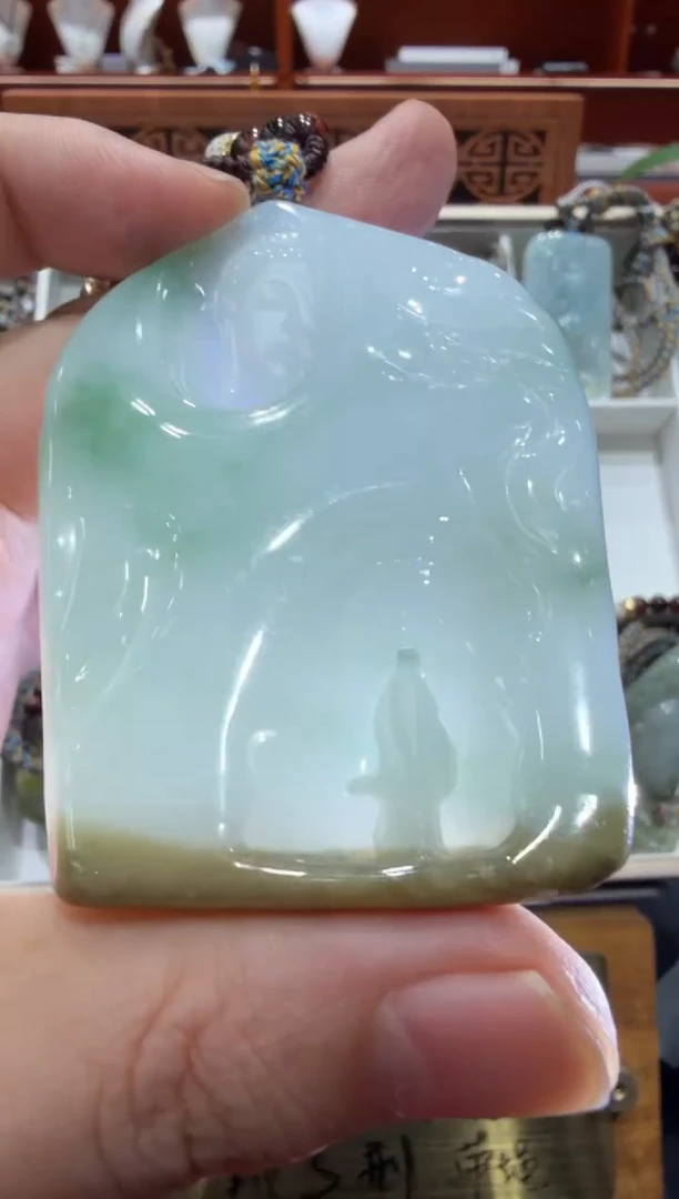 未镶嵌挂件翡翠A货翡翠孤品国雕谢林工