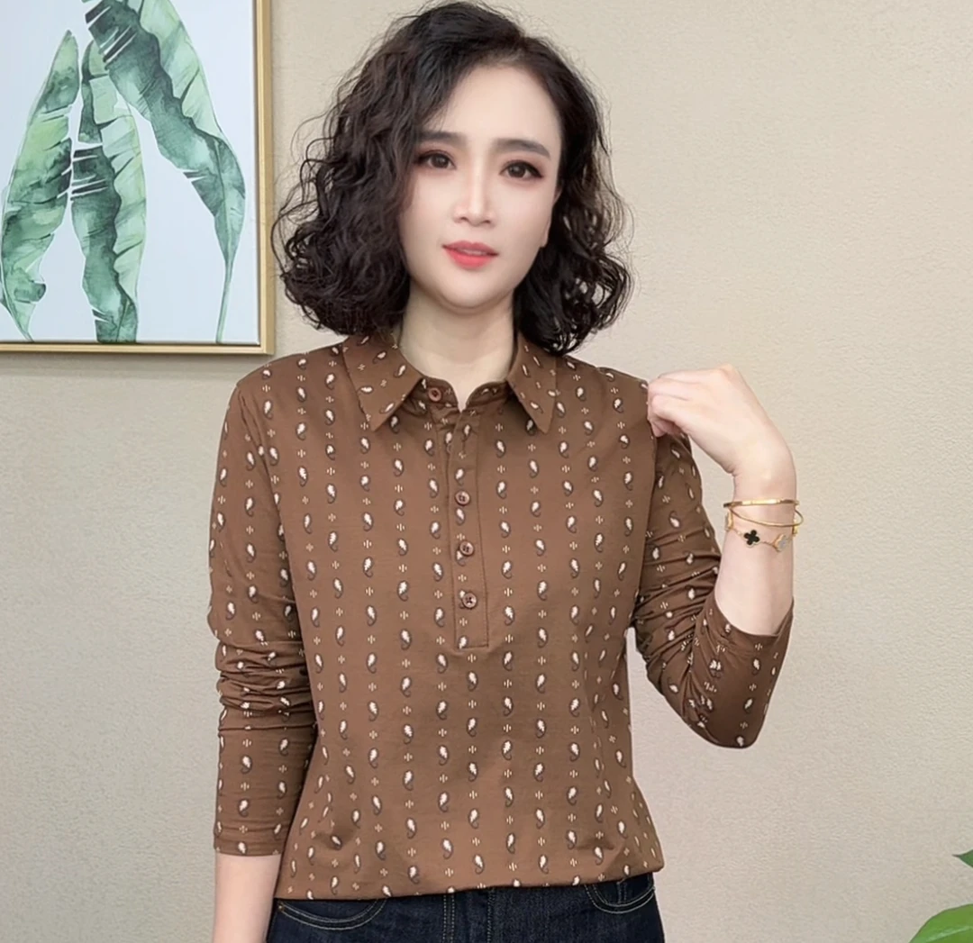 2025秋季新款抗起球常规POLO领恤时尚宽松显瘦气质上衣#593172