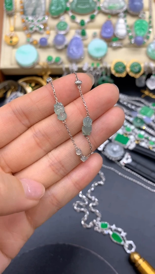 【闪购商品】翡翠手链18K金镶嵌159-中国好珍宝