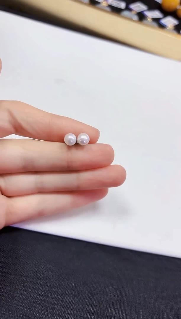 银S925镶嵌耳饰淡水珍珠耳钉6