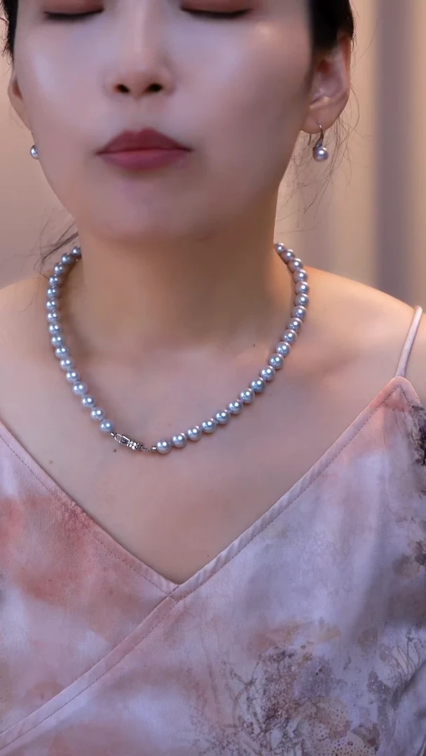 海水珍珠银S925镶嵌颈饰DDX695 真多麻8-9mm