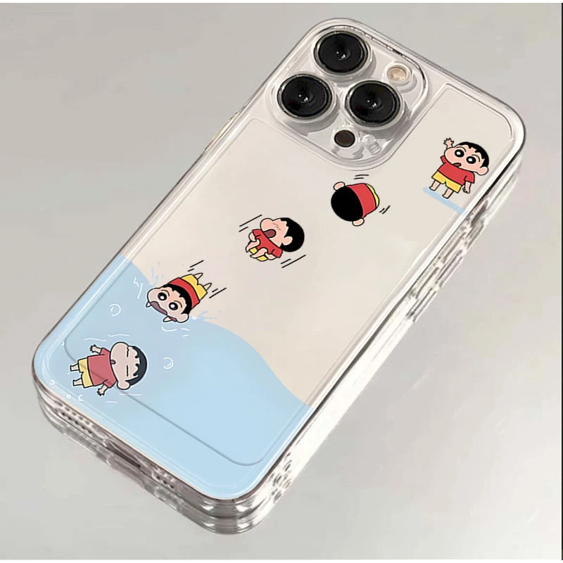 跳水小新适用iphone1615卡通手机壳苹果13透明12华为vivo小米oppo