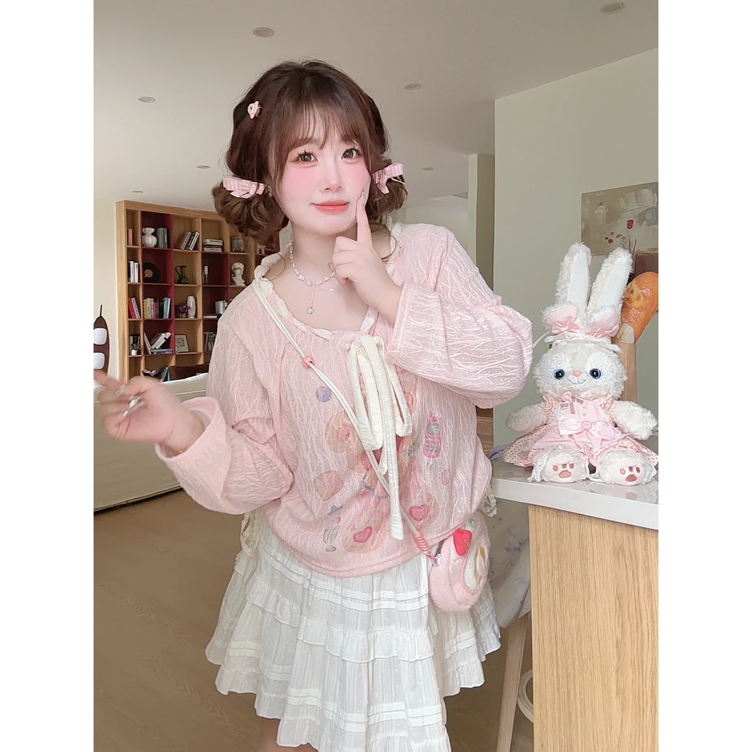 【青苍现货】【布偶甜心】大码甜妹夏季设计感防晒空调罩衫+半身裙