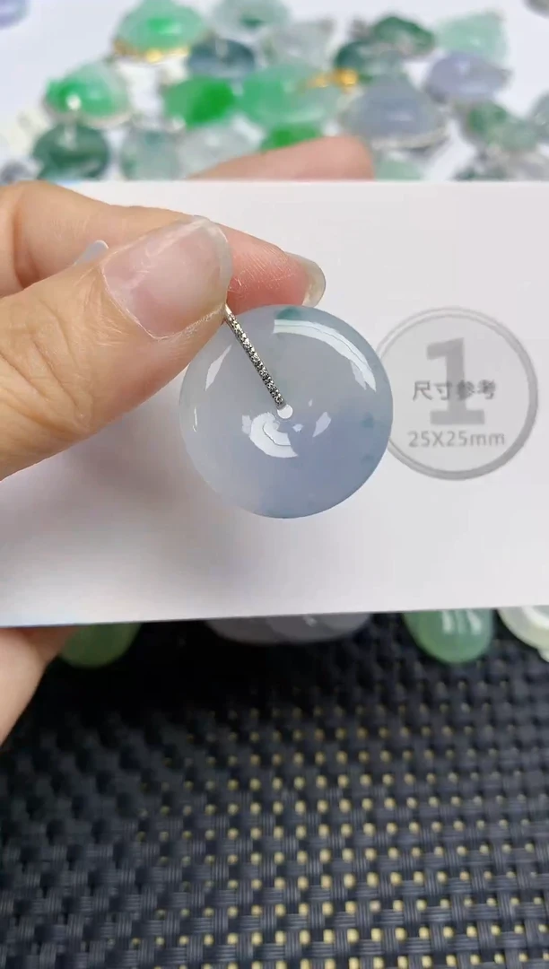 颈饰18K金镶嵌翡翠天然缅甸A货翡翠百元以上9元证书费自理