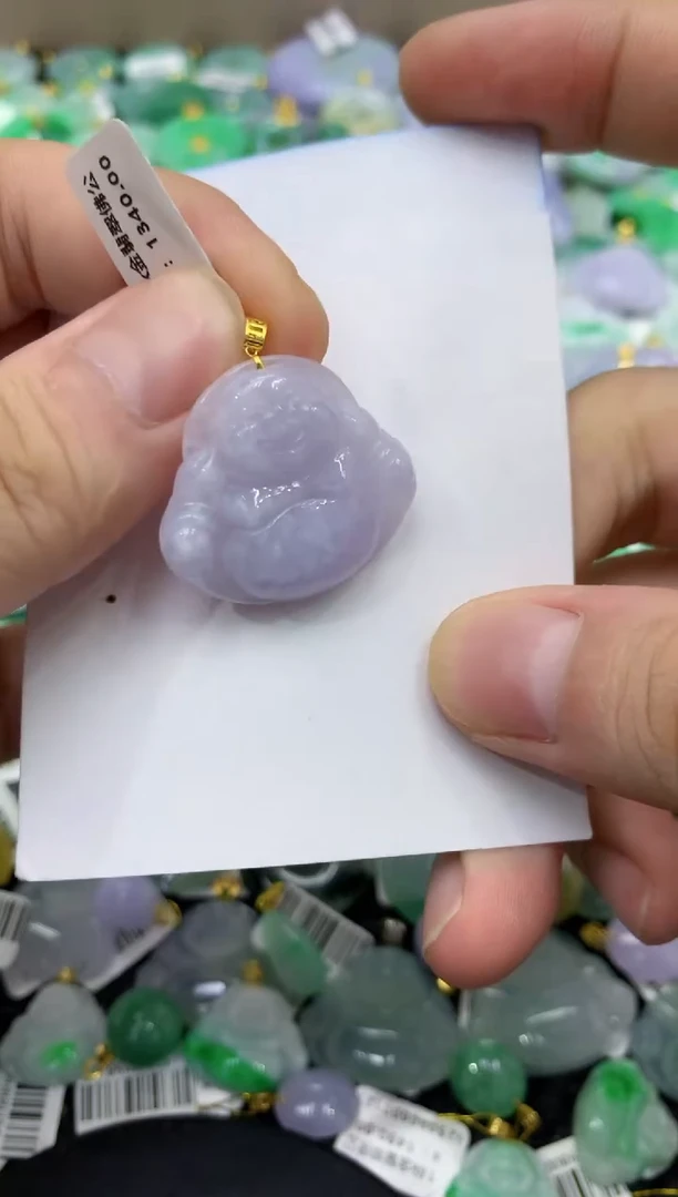 颈饰18K金镶嵌翡翠天然缅甸翡翠A货