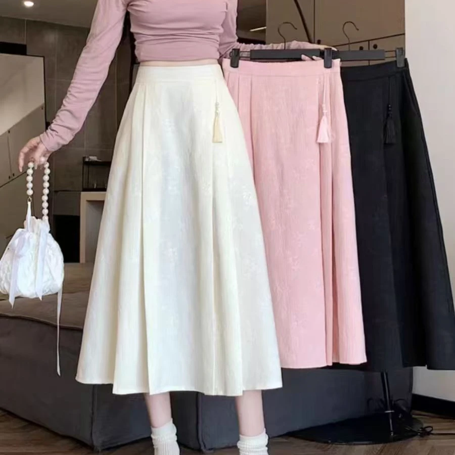 【2025】流行夏季新款新中式国风提花高腰显瘦半身马面裙女气质时尚