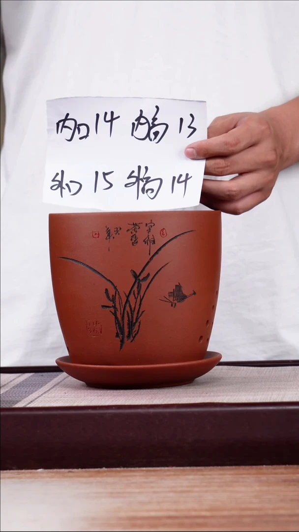 紫砂花盆清水泥君子兰2号一只带托