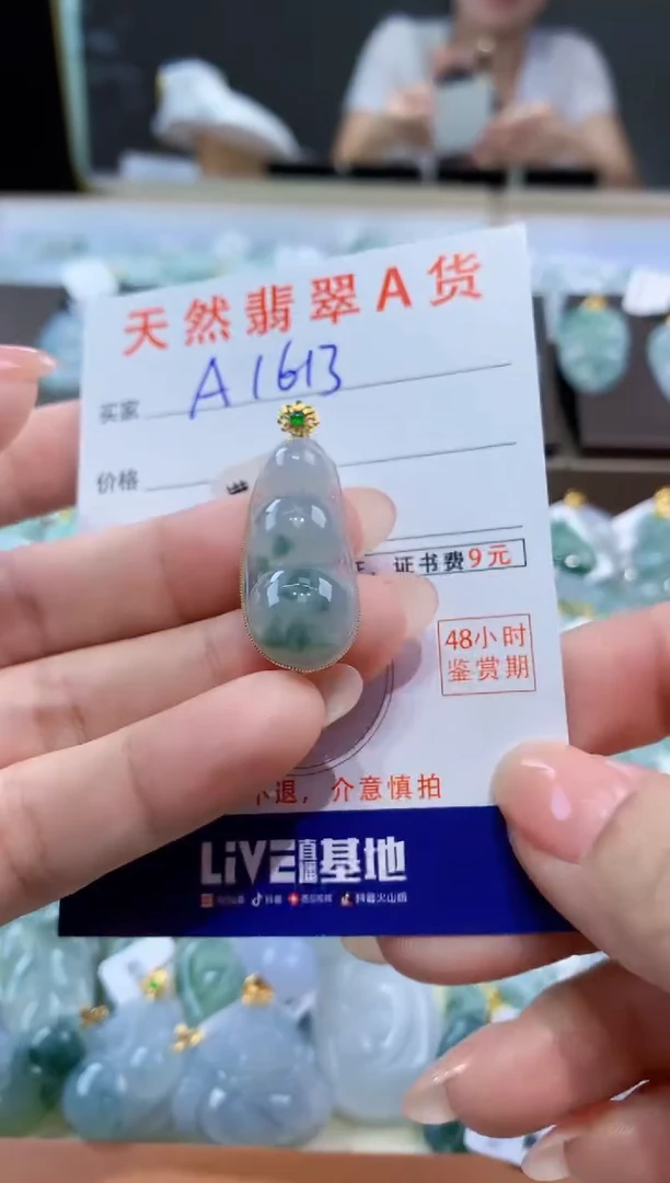颈饰18K金镶嵌翡翠天然翡翠A货挂件