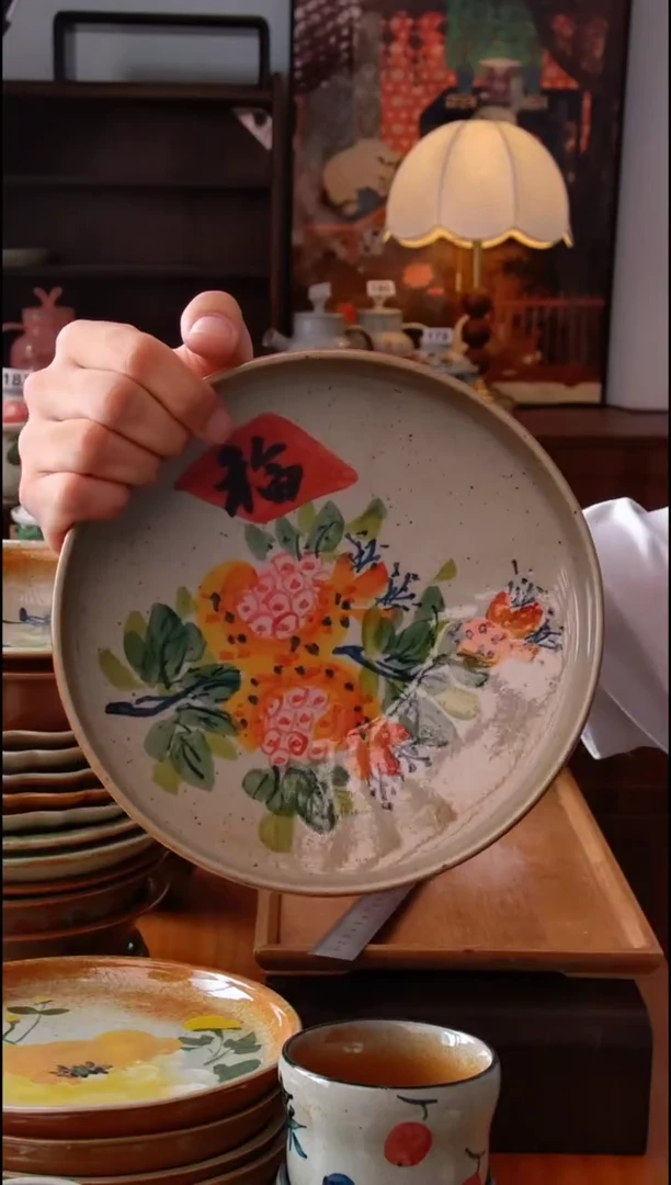 碟景德镇高温釉下彩餐具无铅无镉