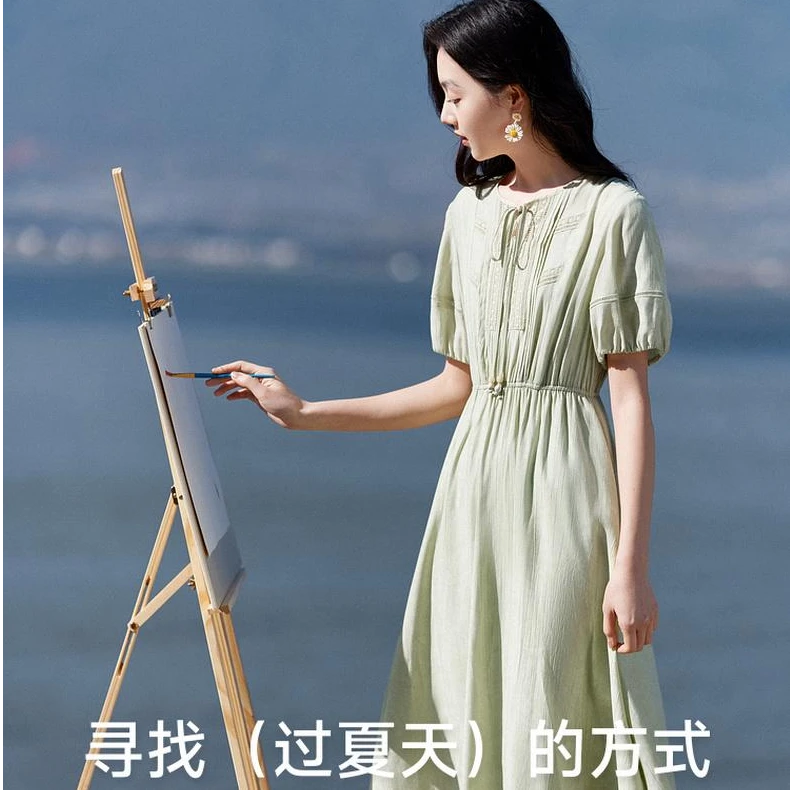 【直播专享】L85S169连衣裙 香影泡泡袖连衣裙女夏装新款仙女过膝