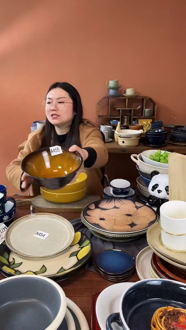 【闪购商品】碗A455陶瓷碗冰裂釉一件套微瑕