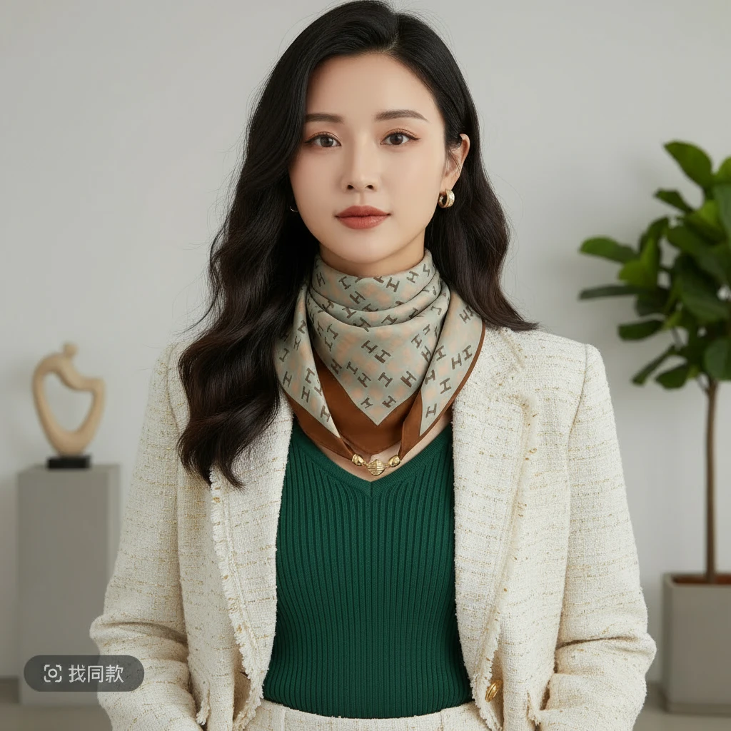 2025新款保暖方巾磁吸扣三角丝巾棉围巾女春秋冬洋气围脖气质百搭