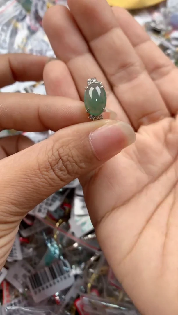 银S925镶嵌戒指翡翠3333----1