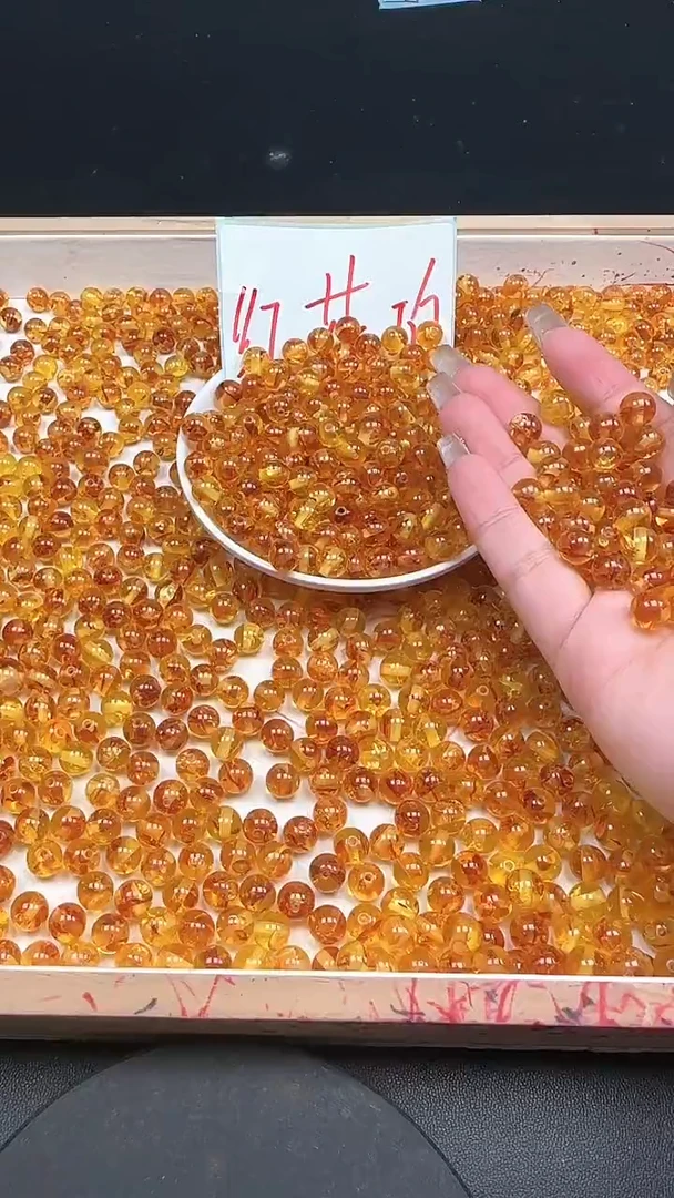 裸石蜜蜡未镶嵌红花珀N1043卡8mm散珠15颗