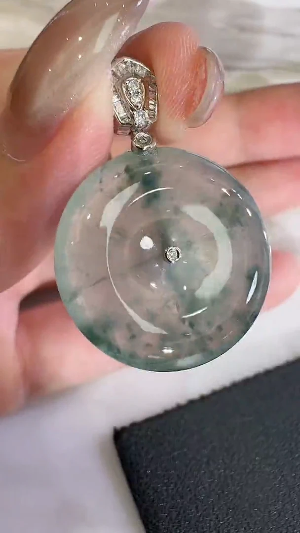 翡翠18K金镶嵌吊坠(不含链)【源头工厂】钻石镶嵌