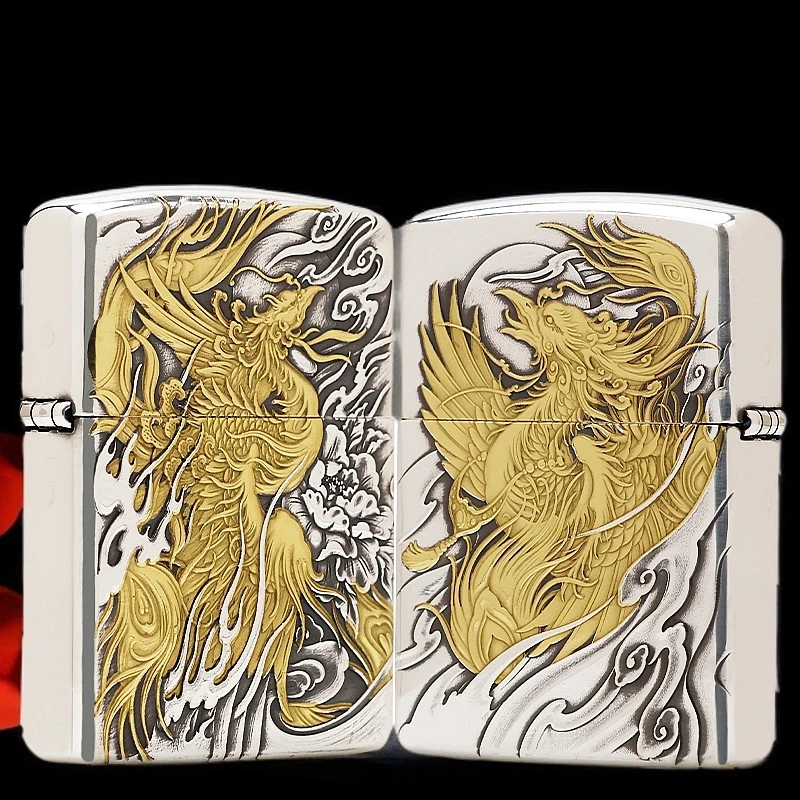 ZIPPO/之宝打火机镀金镀银【九天凤凰】盔甲机防风正品男士友礼DYJ1