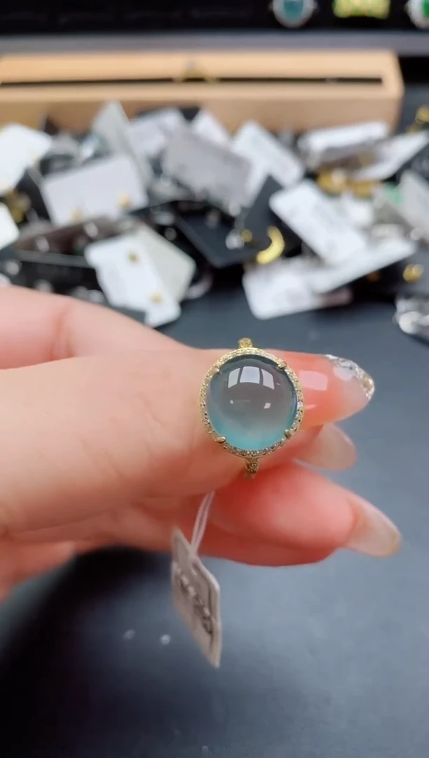 银S925镶嵌戒指翡翠1
