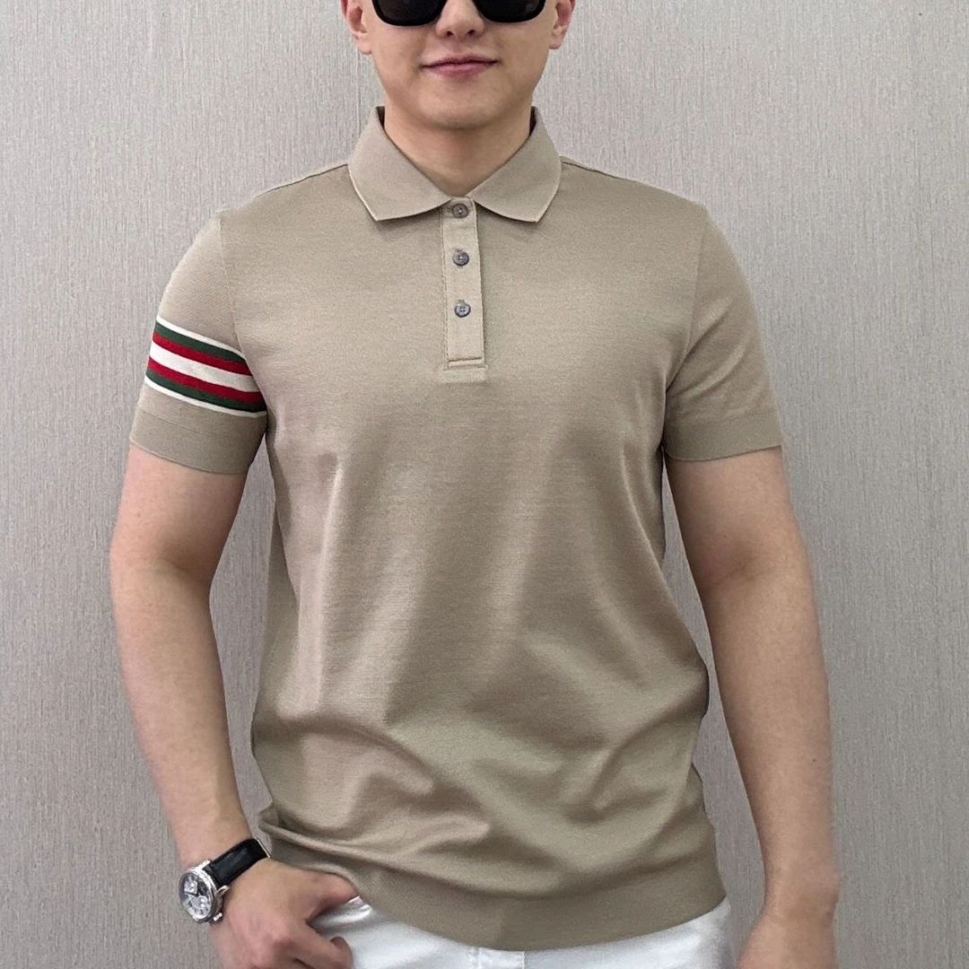 古帝特尼>“彩条撞色“春夏季新款男士潮流舒适时尚翻领短袖YS-5295