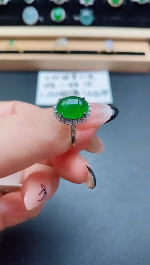 翡翠戒指银S925镶嵌508