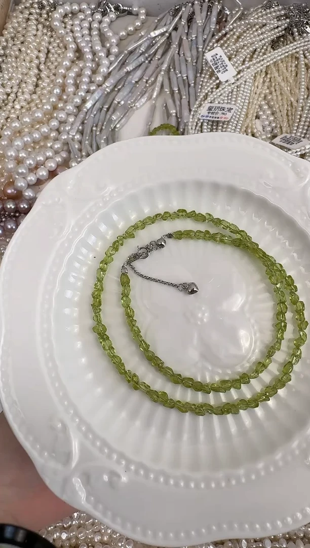 手链银S925镶嵌橄榄石项链