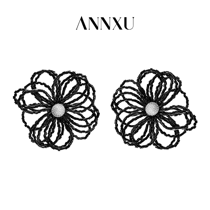 ANNXU 铜合金琉璃耳饰 铃兰系列珠织多层花耳钉耳饰