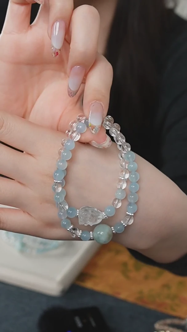 【闪购商品】水晶手链未镶嵌搭海蓝宝LY1305