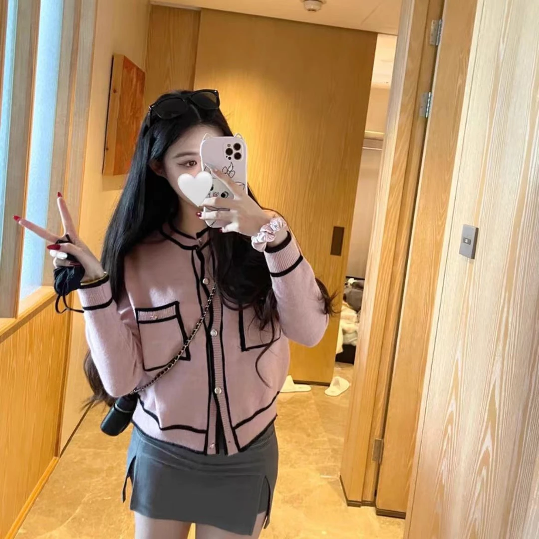 徐秋阳 粉色小香 嗲妹温柔显白粉色小香风针织毛衣250