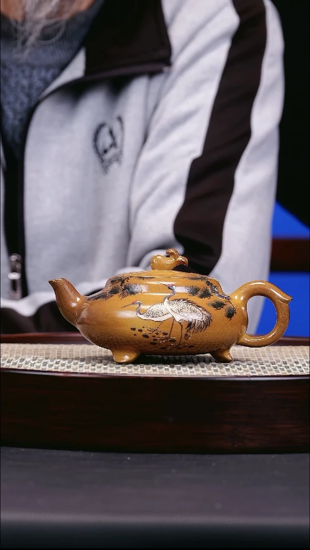 茶壶紫砂紫砂壶30 三足如意 黄金段柴烧 300cc