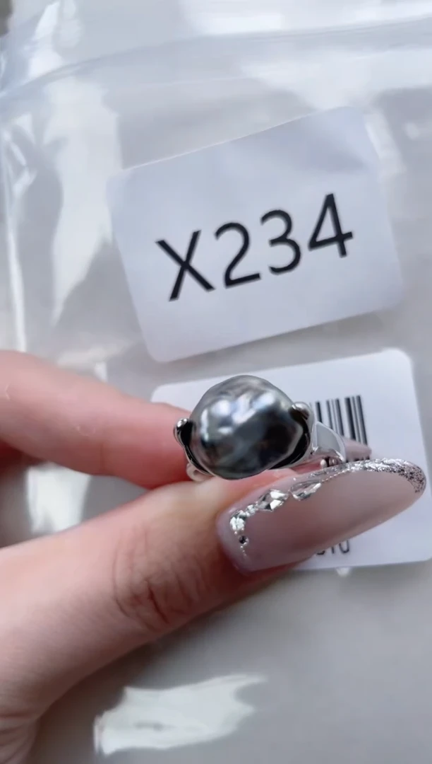 银S925镶嵌海水珍珠戒指X234