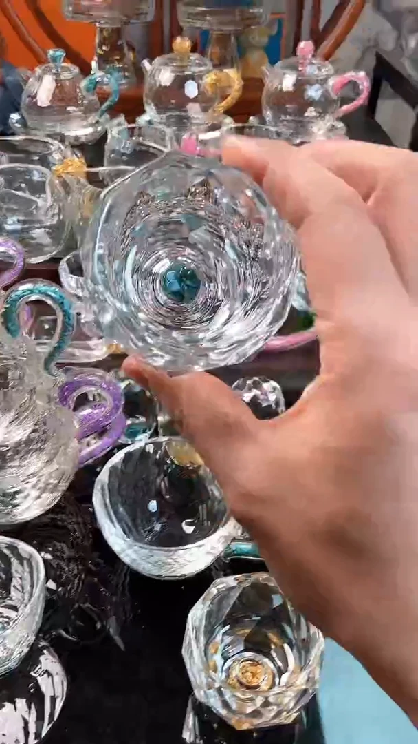 【闪购商品】玺宴新款水晶八角杯绿松石