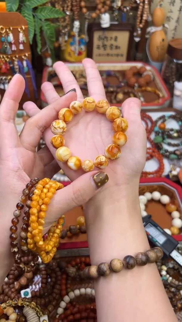 沁色圆珠单圈手串