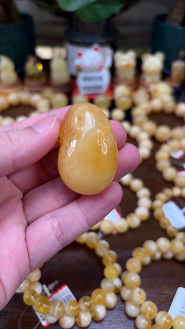 手串蜜蜡未镶嵌p69焦皮料钱袋子  15.84克