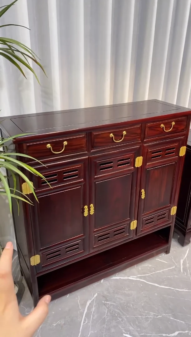 黑酸枝木类成套家具鞋柜