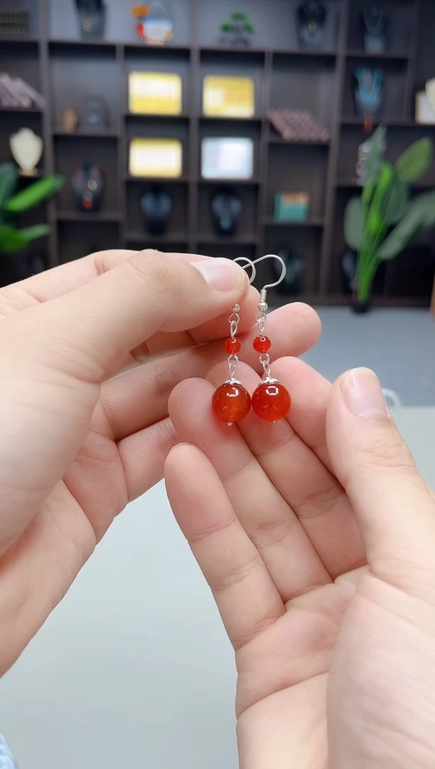 银S925镶嵌耳饰玛瑙/玉髓409000