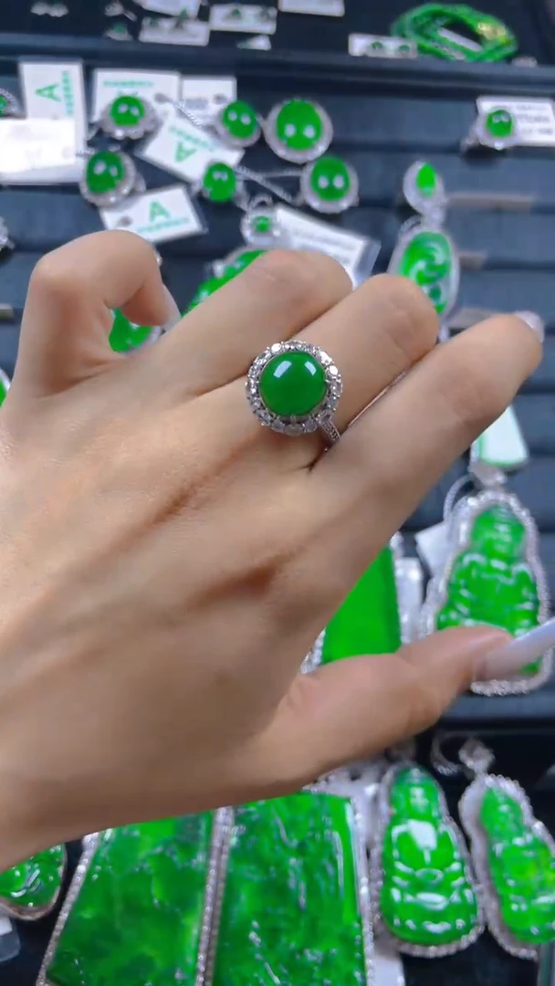 翡翠戒指银S925镶嵌11111111