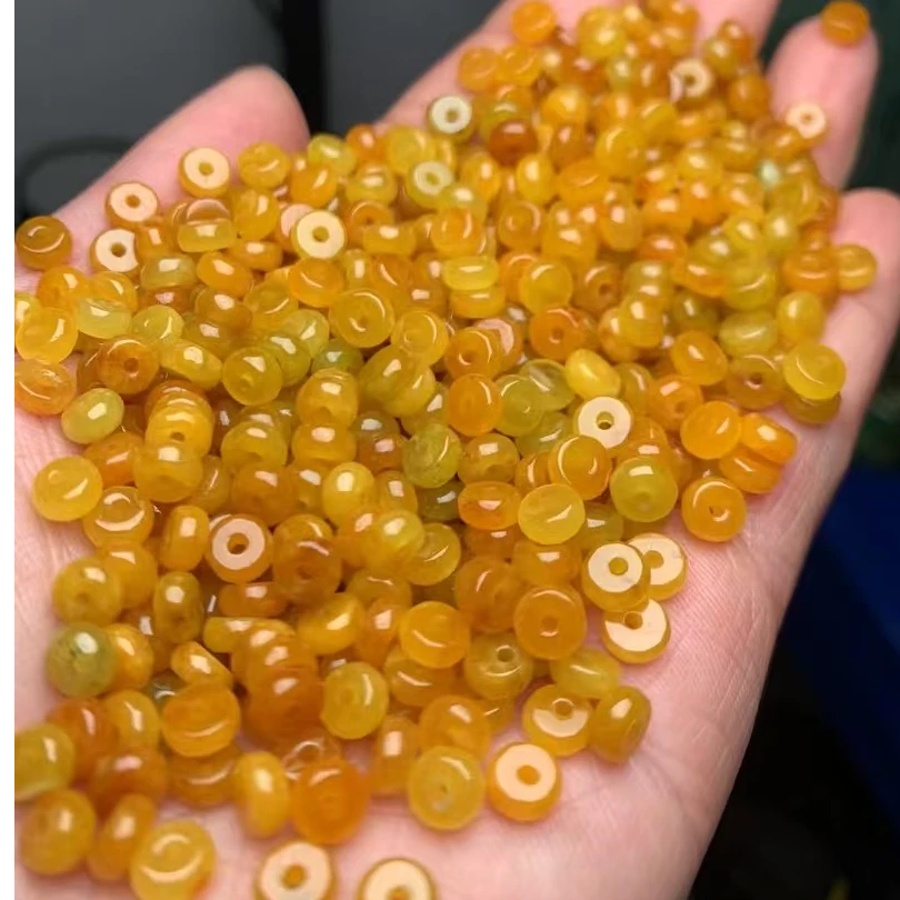 天然巴山翠正品巴山黄算盘珠 小平安扣隔片DIY饰品隔珠隔片