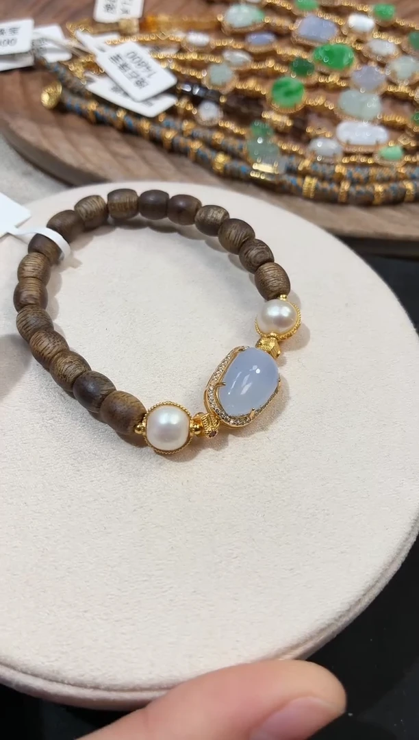 银S925镶嵌手串翡翠手串