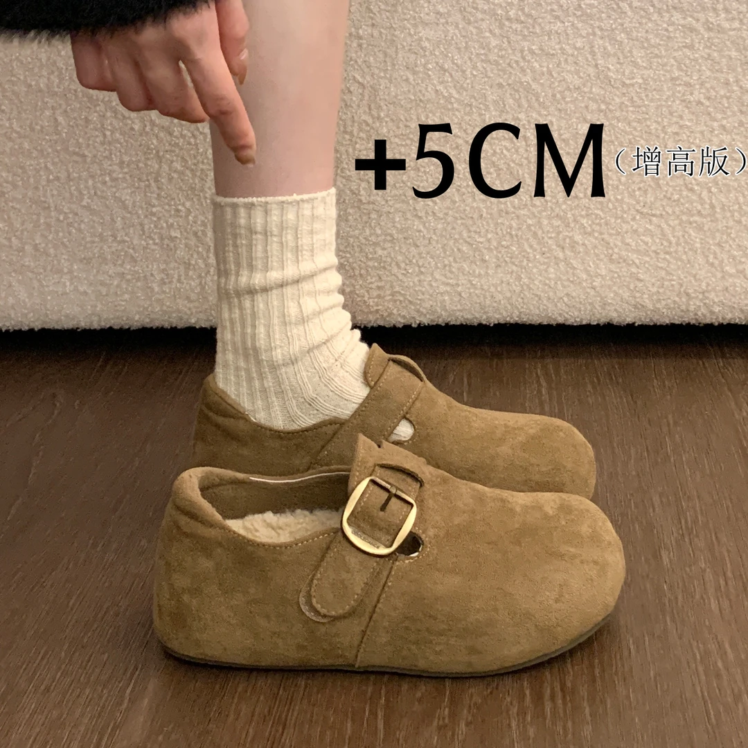 厚底内增高加绒勃肯鞋子女款2025新款秋冬爆款雪地靴一脚蹬二棉鞋