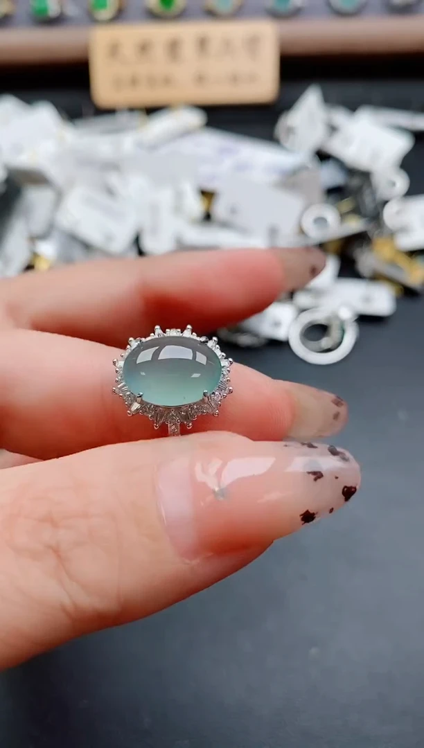 银S925镶嵌戒指翡翠1