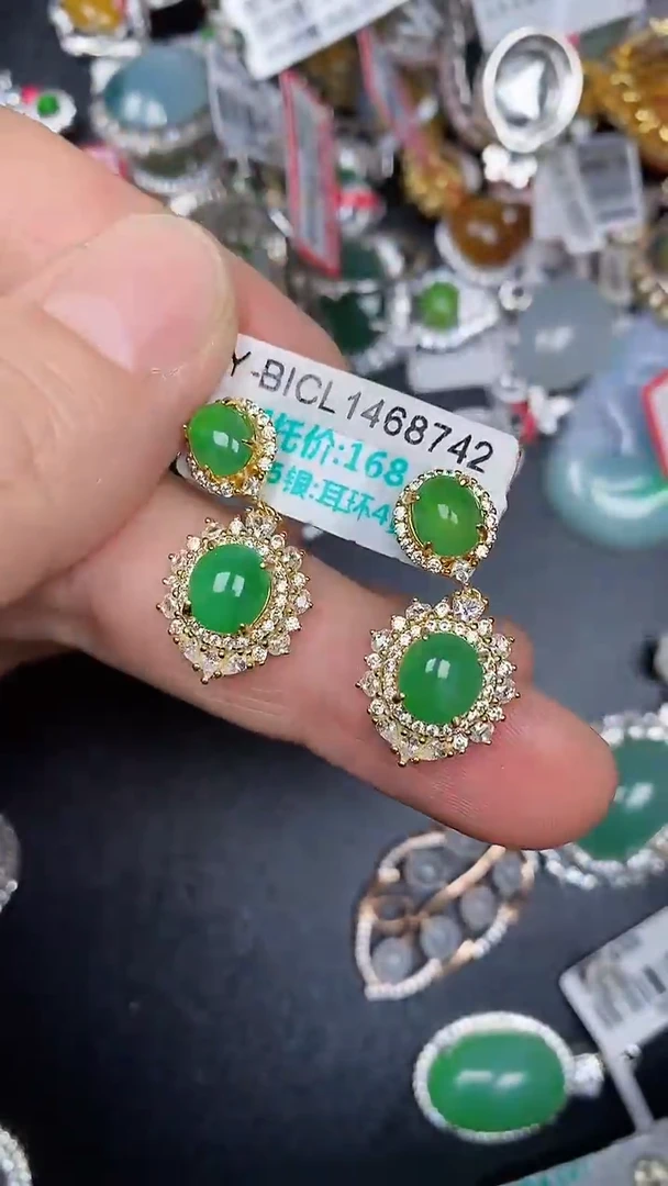 银S925镶嵌戒指翡翠2090